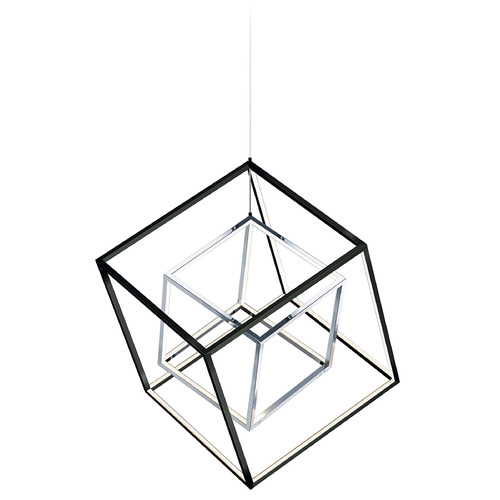 4 Square LED Pendant in Black & Chrome by ET2 Lighting