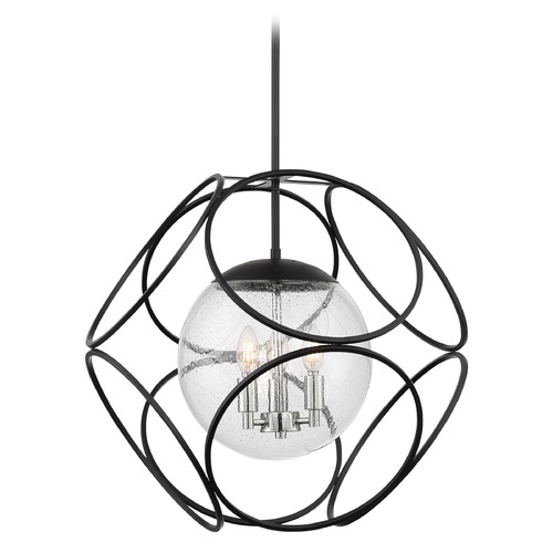 Aurora Black & Polished Nickel Pendant with Globe Shade by Satco Lighting