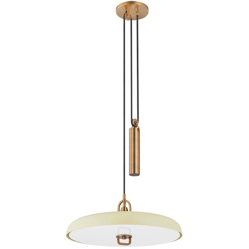 Troy Lighting Plummet Patina Brass & Soft Sand LED Pendant Light with Bowl / Dome Shade