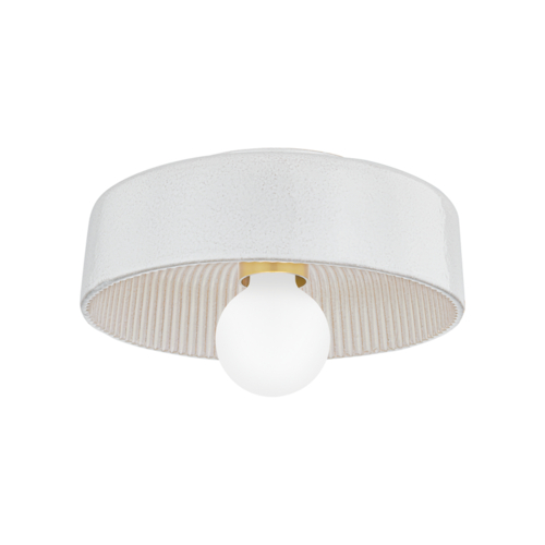 Mitzi by Hudson Valley Ray 14-Inch Flush Mount in Brass & White by Mitzi by Hudson Valley H778501-AGB/CRW