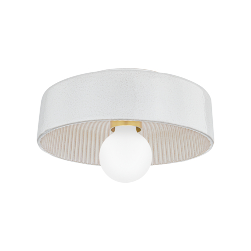 Ray 14-Inch Flush Mount in Brass & White by Mitzi by Hudson Valley