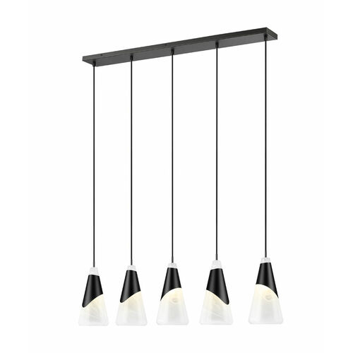 Z-Lite Aimie Matte Black Multi-Light Pendant with Conical Shade