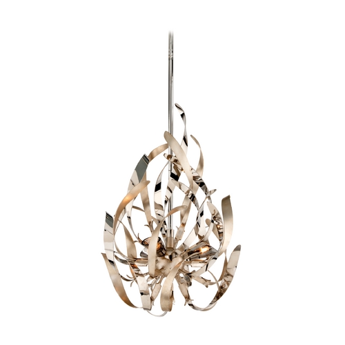 Graffiti Silver Leaf & Stainless Steel Pendant by Corbett Lighting