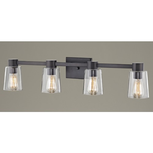4-Light Clear Glass Bathroom Light Bronze