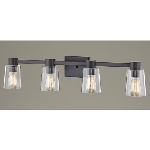 Design Classics Lighting 4-Light Clear Glass Bathroom Light Bronze 2104-220 GL1027-CLR