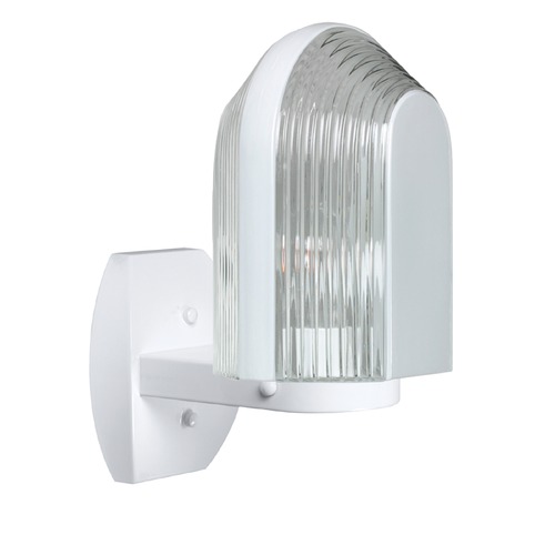 Ribbed Glass Outdoor Wall Light White Costaluz by Besa Lighting