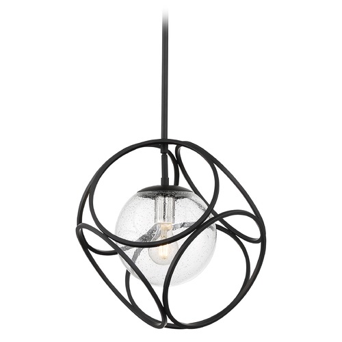 Aurora Black & Polished Nickel Pendant with Globe Shade by Satco Lighting
