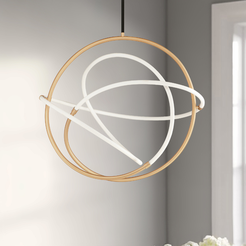 Mobius 31.50-Inch LED Pendant in Black & Gold by ET2 Lighting