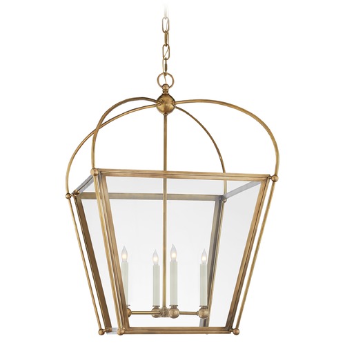 Visual Comfort Signature Collection E.F. Chapman Riverside Square Lantern in Brass by Visual Comfort Signature CHC3439ABCG