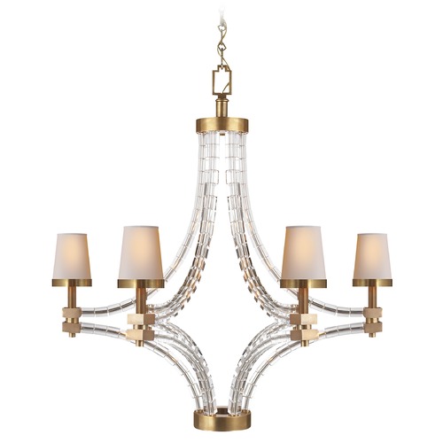 Visual Comfort Signature Collection E.F. Chapman Crystal Cube Large Chandelier in Brass by Visual Comfort Signature CHC1530ABNP