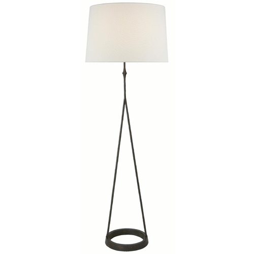 Visual Comfort Signature Collection Dauphine Aged Iron Floor Lamp with Drum Shade