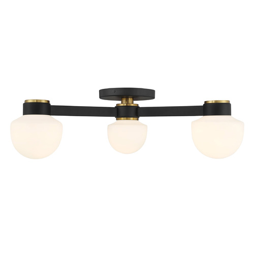 Meridian Matte Black and Natural Brass Semi-Flushmount Light