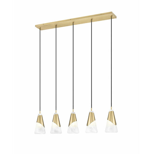 Z-Lite Aimie Modern Gold Multi-Light Pendant with Conical Shade