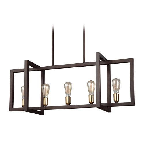 Visual Comfort Studio Collection Finnegan 40-Inch Linear Chandelier in Bronze by Visual Comfort Studio F3147/5NWB