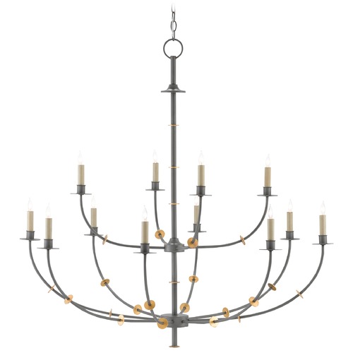 Currey and Company Lighting Balladier Chandelier in Hiroshi Gray/Gold Leaf by Currey & Company 9000-0331