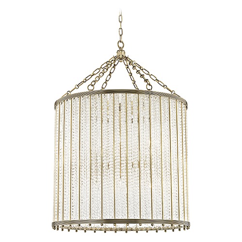 Hudson Valley Lighting Hudson Valley Lighting Shelby Aged Brass Pendant Light with Drum Shade 8140-AGB