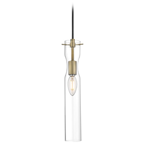 Satco Lighting Spyglass Vintage Brass Pendant with Cylindrical Shade by Satco Lighting 60/6856