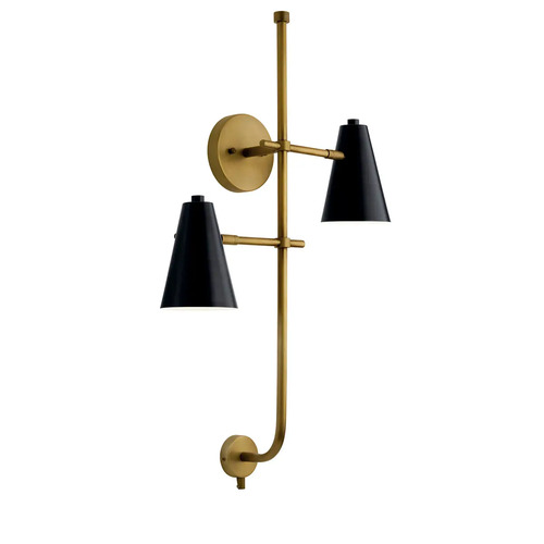 Sylvia 2-Light Wall Sconce in Black by Kichler Lighting