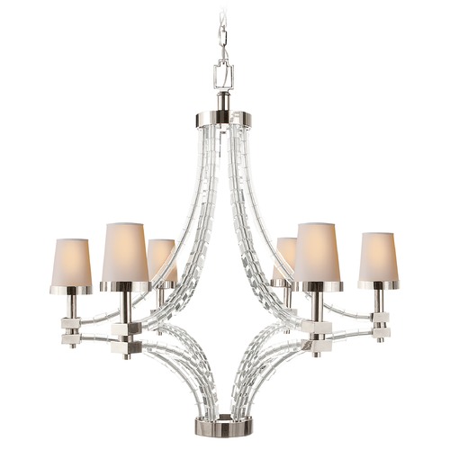 Visual Comfort Signature Collection E.F. Chapman Crystal Cube Large Chandelier in Nickel by Visual Comfort Signature CHC1530PNNP