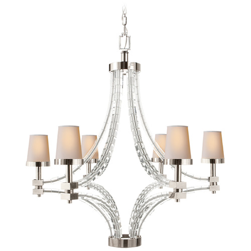 Visual Comfort Signature Collection E.F. Chapman Crystal Cube Large Chandelier in Nickel by Visual Comfort Signature CHC1530PNNP