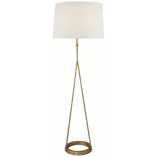 Visual Comfort Signature Collection Dauphine Gilded Iron Floor Lamp with Drum Shade