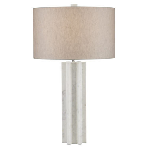 Currey and Company Lighting Currey and Company Mercurius White Table Lamp with Drum Shade 6000-0893