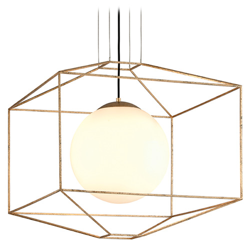 Troy Lighting Silhouette Gold Leaf Pendant Light with Globe Shade