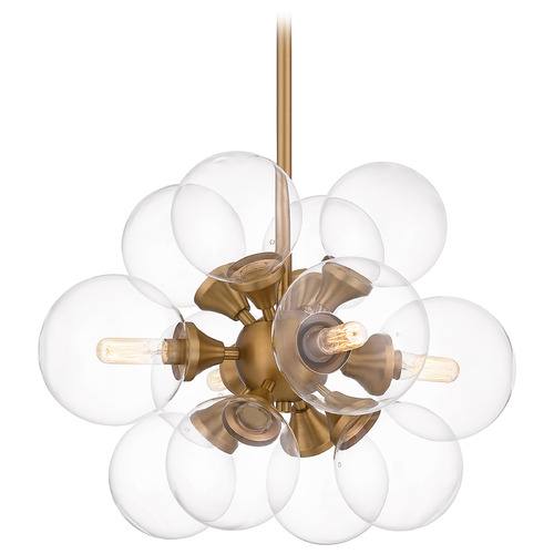 Quoizel Lighting Glinda Brushed Weathered Brass Pendant Light with Globe Shade