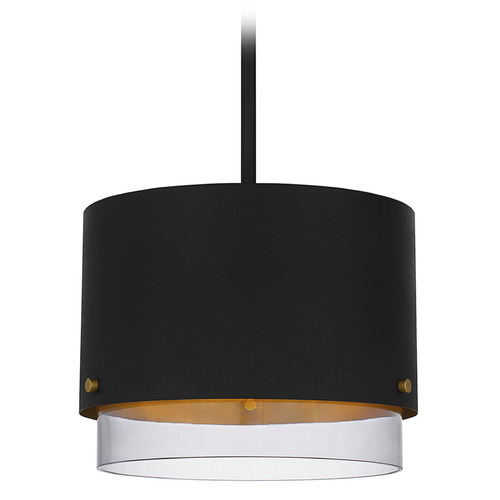 Quoizel Lighting Elio Matte Black & Gold Palette Pendant Light with Drum Shade