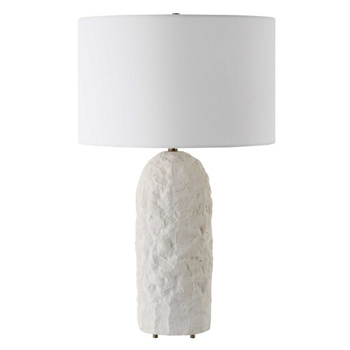 The Uttermost Company Vieste White & Antique Brass Table Lamp with Drum Shade