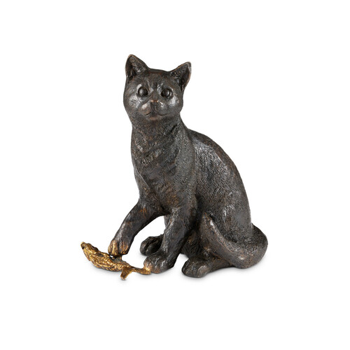 Gatto Sculpture in Dark Brown & Polished Gold by Currey & Company