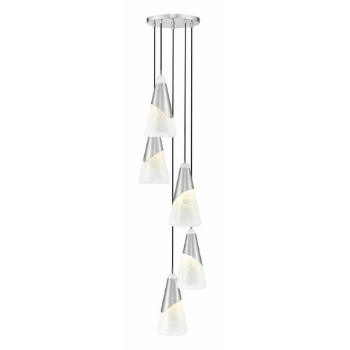 Z-Lite Aimie Brushed Nickel Multi-Light Pendant with Conical Shade