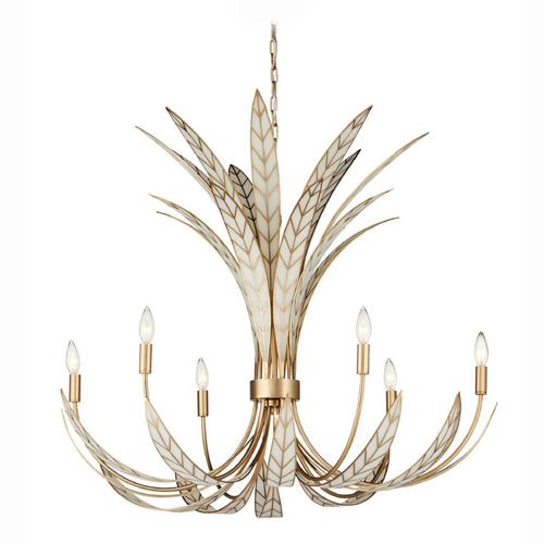 Currey and Company Foliatura Antique Brass / Off-White Chandelier