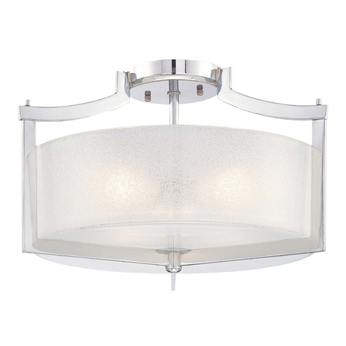 Modern Semi-Flush Mount with White Glass in Chrome by Minka Lavery