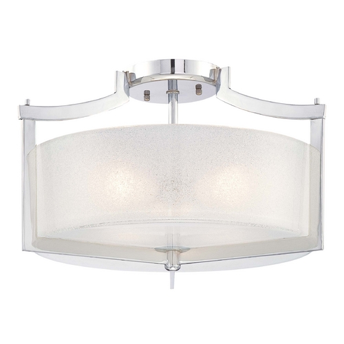 Minka Lavery Modern Semi-Flush Mount with White Glass in Chrome by Minka Lavery 4397-77