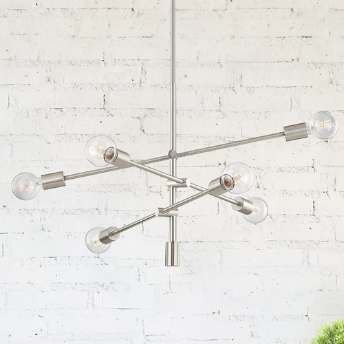 Design Classics Lighting Raev 6-Light Pendant in Satin Nickel by Design Classics 1950-09