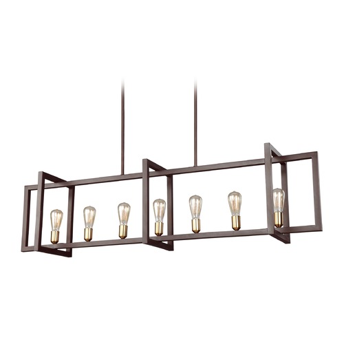 Visual Comfort Studio Collection Finnegan 60-Inch Linear Chandelier in Bronze by Visual Comfort Studio F3148/7NWB