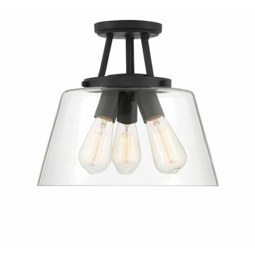 Calhoun 3-Light Semi-Flush Mount in Matte Black by Savoy House