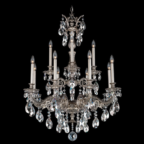 Schonbek Worldwide Lighting Milano Antique Silver Crystal Chandelier