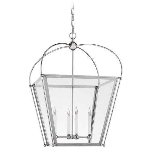 Visual Comfort Signature Collection E.F. Chapman Riverside Square Lantern in Nickel by Visual Comfort Signature CHC3439PNCG