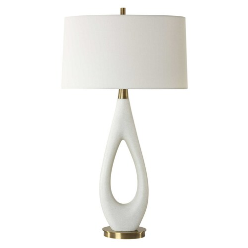 The Uttermost Company Promenade White & Antique Brass Table Lamp with Oval Shade