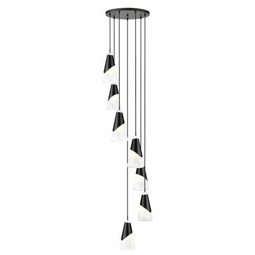 Z-Lite Aimie Matte Black Multi-Light Pendant with Conical Shade