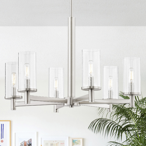 Napa 6-Light Chandelier in Satin Nickel with Seeded Glass