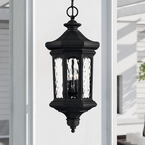 Hinkley Outdoor Hanging Light with Clear Glass in Museum Black Finish 1602MB