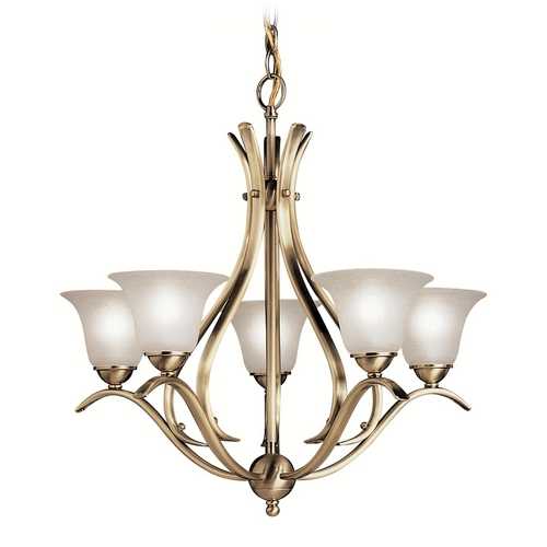 Kichler Lighting Dover 5-Light Chandelier in Antique Brass with Frosted Seeded Glass 2020AB