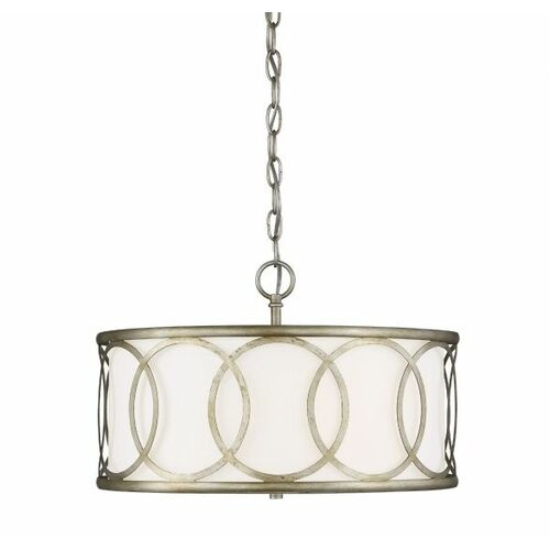 Meridian 17.5-Inch Wide Fabric Pendant in Argentum by Meridian M10032ARG