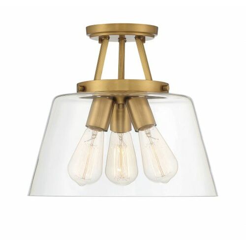 Calhoun 3-Light Semi-Flush Mount in Warm Brass by Savoy House