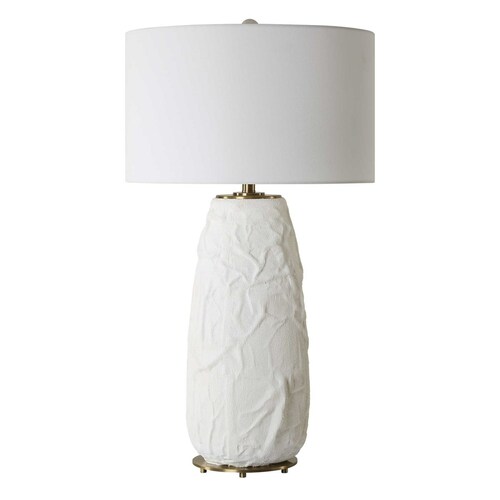 The Uttermost Company Vida Chalk White & Brass Table Lamp with Drum Shade