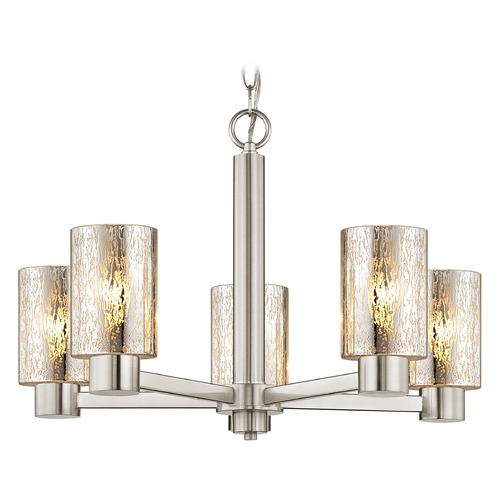 Design Classics Lighting Mercury Glass Chandelier Satin Nickel 2105-09 GL1039C