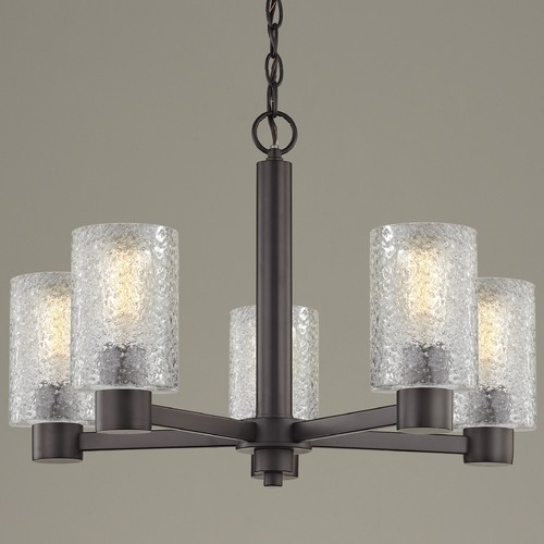 Art Glass Chandelier Bronze 5 Lt